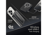 Powerbank - CellularLine Mag Stand, 10000 mAh, 20 W, Carga inalámbrica, USB C, Negro