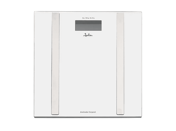 Báscula inteligente - Jata HBAS2532, Memoria para 8 personas, Máx. 180 kg, Pantalla LCD, Blanco