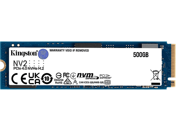 Disco duro SSD interno 500GB - Kingston SNV2S M2, NVMe PCIe Gen 4x4, 3.5/2.1 Gbit/s, Azul