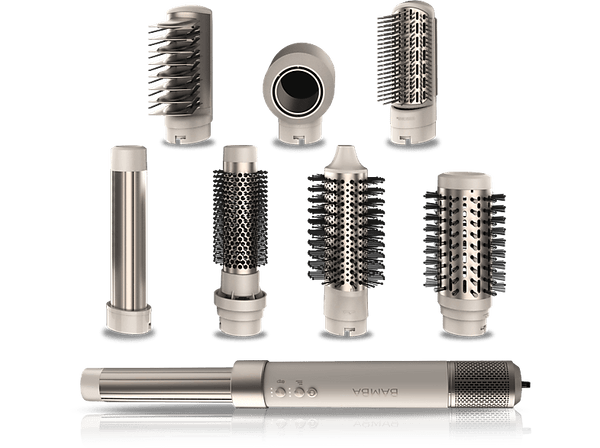 Moldeador - Cecotec Bamba CeramicCare AirGlam Champagne, Tecnología iónica, 8 en 1, 3 velocidades, 3 temperaturas, 8 accesorios, Champagne