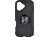 Funda - Isy ISC 6106, Compatible con iPhone 16, Resistente a Golpes, Soporte Plegable Integrado, Negro