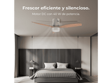Ventilador de techo - Cecotec EnergySilence Aero 5600 Classic, 40 W, Motor DC, 52 pulgadas, Modo Verano/Invierno, Mando a distancia, Multicolor
