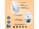 Ratón inalámbrico - Logitech Lift, Ergonómico, 4000 ppp, Botones personalizables, Multidispositivo, Windows-Mac, USB Logi Bolt, Blanco