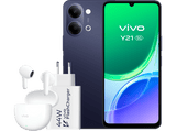 vivo Y21, Negro, 128 GB, 4 GB RAM, 5G, 6.74 HD+, MediaTek Dimensity 6300, 6.500 mAh + Cargador vivo 44W FlashCharger + Auriculares vivo Buds Air3