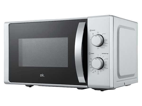 Microondas con grill - ok. OMWG 2024-3 S, 1050 W, 5 Niveles de Potencia, 20l, Control Mecánico, Plata