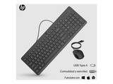 Pack Teclado + Ratón - HP HP150, USB-A, Indicadores LED, Recorrido de teclas de perfil bajo, Negro