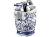 Exprimidor - Ariete Capri, 0.6 l, 85 W, Boquilla de Acero inoxidable Antigoteo, Dos Conos, Azul/Blanco
