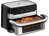 Freidora de aire - Moulinex Dual Easy Fry Flex EZ922D, 2700W, 9L, 7 programas, Separador de cesta, 40°C-200°C, hasta 8 personas, Negro