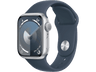 Apple Watch Series 9 (2023), GPS, 41 mm, Gesto de doble toque, Caja de aluminio plata, Correa deportiva azul tempestad, Talla M/L