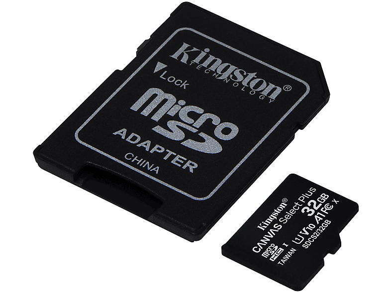 Tarjeta Micro SD - Kingston A0028782, 32 GB, Velocidad hasta 100 MB/s, Clase 10, Adaptador SD, Negro
