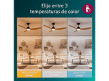 Ventilador de techo - Philips Olas 32 W + 24 W, LED, 3 Velocidades, Negro/Madera