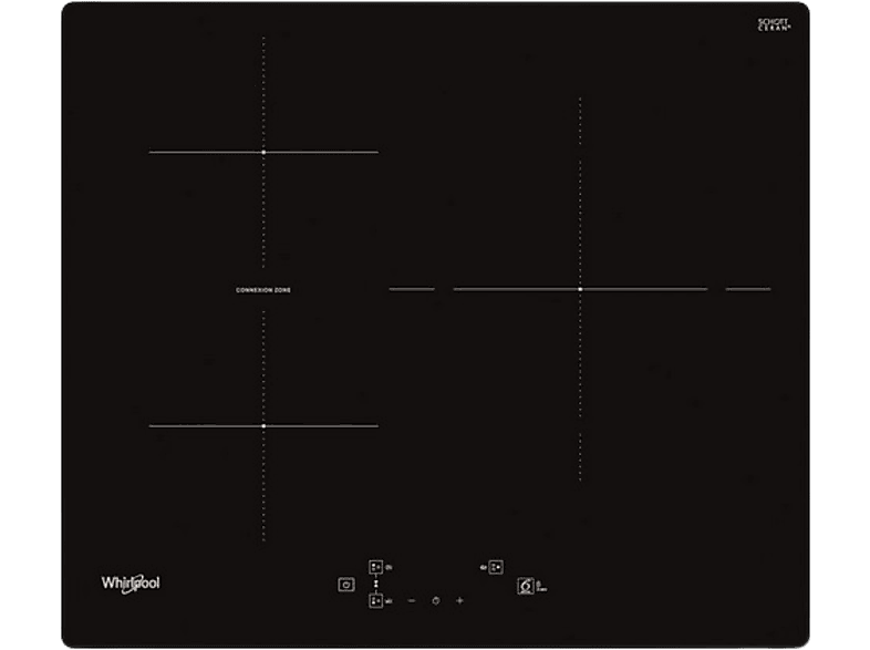 Placa inducción - Whirlpool WB Q4860 NE, 3 zonas, Zona grande 30 cm, Connexion Zone, 59 cm, Negro