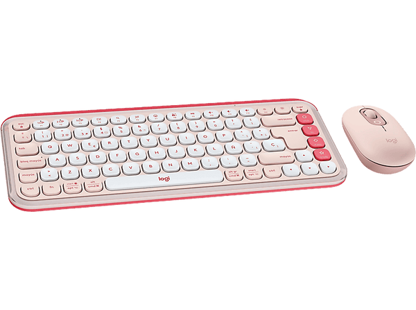 Pack Teclado + Ratón - Logitech Pop Icon, Inalámbrico, Bluetooth, Easy-Switch hasta 3 dispositivos, Teclas y botones personalizables, PC-Mac, Rosa