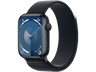 Apple Watch Series 9 (2023), GPS, 45 mm, Gesto de doble toque, Caja de aluminio medianoche, Correa Sport Loop medianoche