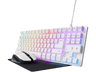 Pack gaming - Trust GXT 794, Ratón inalambrico, Teclado compacto TKL, Retroiluminación, Blanco