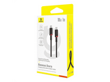 Cable USB-C - Baseus Dura, Tipo-C a Tipo-C, 100 cm, Carga ultrarrápida, Protección inteligente a sobrecargas, Alta resistencia, 100W, Negro y Rojo
