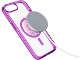 Funda móvil - CellularLine ICONIC MAG, Apple, Para iPhone 16e, Compatible con MagSafe, Rosa y Transparente