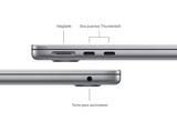 Apple Macbook Air (2024) 13.6 Retina,  Chip M3 Apple,  CPU de 8 núcleos, GPU de 10 núcleos, 24 GB RAM, 512GB de SSD, Gris Espacial