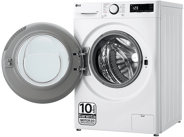 Lavadora carga frontal - LG F2WR5S09A0W,  Serie fondo especial 500, 9 kg, 1200 rpm, 12 programas, AI Direct Drive™, Steam™, Blanco