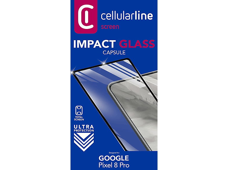 Protector pantalla - CellularLine TEMPGCABGOOPIX8PRK, Para Pixel 8 PRO, Vidrio templado, Curvo, Transparente