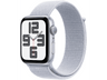 Apple Watch SE (2024), GPS, 44 mm, Caja de aluminio Plata, Vidrio delantero Ion-X, Correa deportiva Azul denim, Talla M/L