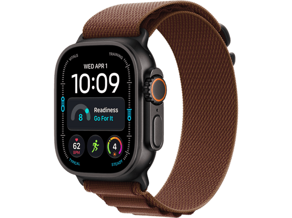 Apple Watch Ultra 4 (2026), GPS+CEL, 49mm, Caja de titanio Negro, Correa Alpine Loop Burdeos, Talla S, Siri AI