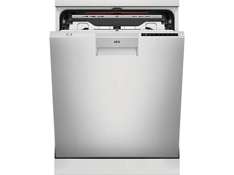 Lavavajillas - AEG FFB76717PM, 14 servicios, 9 programas, 60 cm, Tercera bandeja, programa ExtraHygiene, Inox