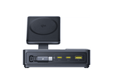 Docking station - Baseus NOMOS 5 en 1, Con carga inalámbrica Qi2, 140W, Cable retráctil y pantalla digital, 5 dispositivos a la vez, Universal, Black