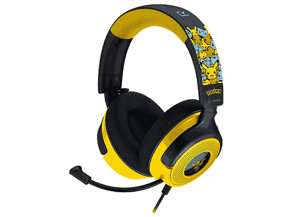 Auriculares gaming - Razer Kraken V4 X Pokémon Edition, Por cable 1.8 m, Para Nintendo Switch, PlayStation, Xbox, PC, iOS y Android, Amarillo