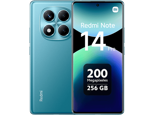 Móvil - Xiaomi Redmi Note 14 Pro, Azul océano, 256 GB, 8 GB RAM, 6.67" AMOLED FHD+, MediaTek Helio G100-Ultra, 5500 mAh