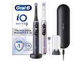 Cepillo eléctrico - Oral-B iO 9, Pack doble, 3 cabezales, Seguimiento 3D con app, Con estuche de viaje, Negro y Rosa