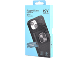 Funda - Isy ISC 6100, Apple, iPhone 15, Resistente a Golpes, Soporte Plegable Integrado, Negro