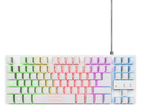 Pack gaming - Trust GXT 794, Ratón inalambrico, Teclado compacto TKL, Retroiluminación, Blanco