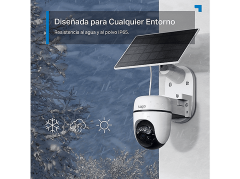 Cámara de vigilancia IP - TP-Link Tapo TC90 Kit, Panel Solar, DCI 2K, 3MP, Función de visión nocturna, 360º, Exterior, Visión Nocturna a Color, Blanco