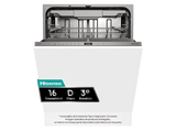 Lavavajillas integrable - Hisense HV16D5, 16 servicios, 6 programas, 59.8 cm, Cestas flexibles, Tres programas, Sin Panelar