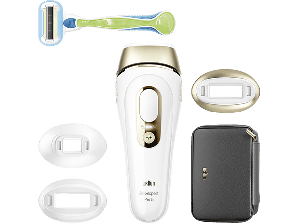 Depiladora IPL- Braun Luz Pulsada Silk-expert Pro 5 PL5242, Reducción Permanente Vello Visible, Skin Pro 2.0, 3 cabezales