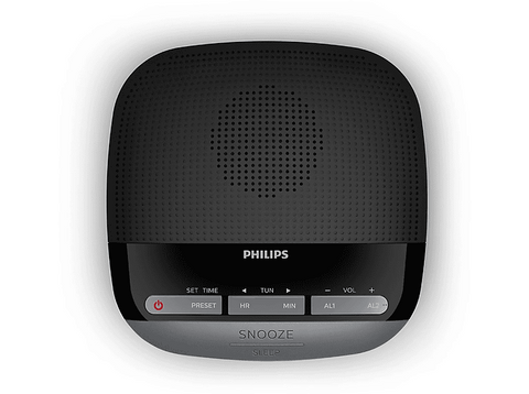 Radio despertador - Philips TAR3305/12, 0.2 W, FM, Pilas, Temporizador, Reloj, Negro