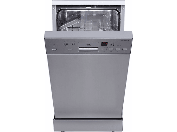 Lavavajillas - ok. ODW 4551-1 E FS, Libre Instalación, 45cm Ancho, 7 Programas, Silver