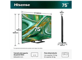 TV Mini LED 75 - Hisense 75E8S, UHD 4K, Quad Core / MT9618, Total HDR, Subwoofer integrado, IA 4K, Negro