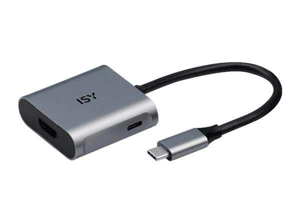 Adaptador USB-C a HDMI - ISY IAD-1015-1, Universal, USB-C 3.1, 12 cm, Resolución (3840x2160) 4K@60Hz, Plata
