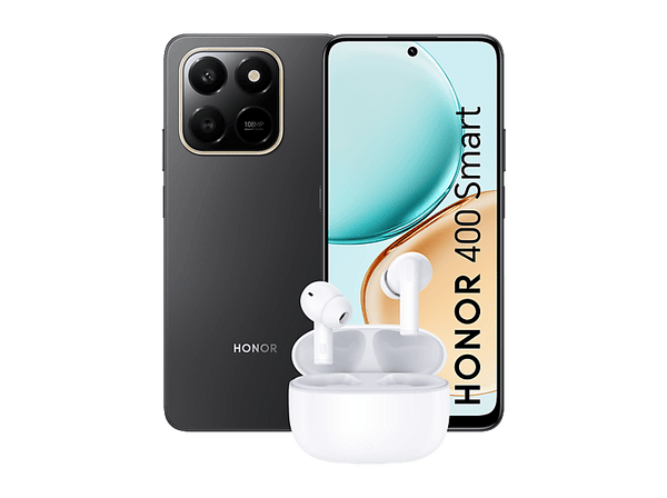 Móvil - Honor 400 Smart, Velvet Black, 256GB, 8GB RAM, 6.77" TFT - LCD, Qualcomm® Snapdragon® 685 (6nm), 6500mAh, Incluye Earbuds