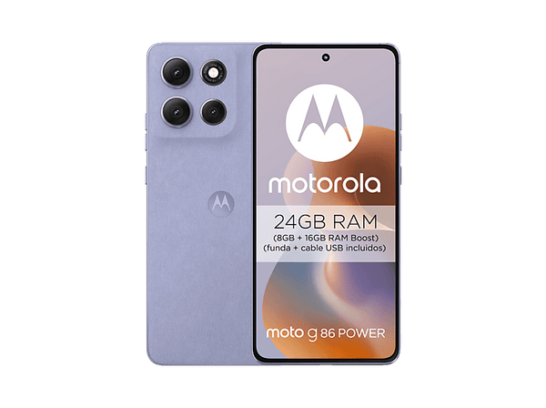 Móvil - motorola g86 power, Lila, 512 GB, 8 GB RAM, 6.67" Display, MediaTek Dimensity 7300, 6720 mAh