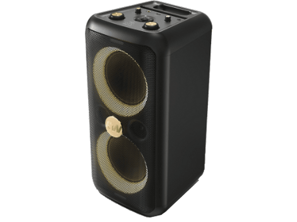 Altavoz de gran potencia - PEAQ PPS 200-RW, 80W, Modo Karaoke, 8h Autonomía, Edición Robbie Williams, Bass Booster, Efectos de Iluminación, Negro