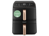 Freidora de aire - Cosori Turbo Tower Compact, Doble cesta, 8.6 l, 2630 W, 230 °C, Revestimiento cerámico Premium, Negro