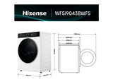 Lavadora carga frontal - Hisense WF5I9043BWFS, 9 kg, 1400 rpm, 18 programas, Fondo reducido 47cm, Programa Mascotas, Blanco