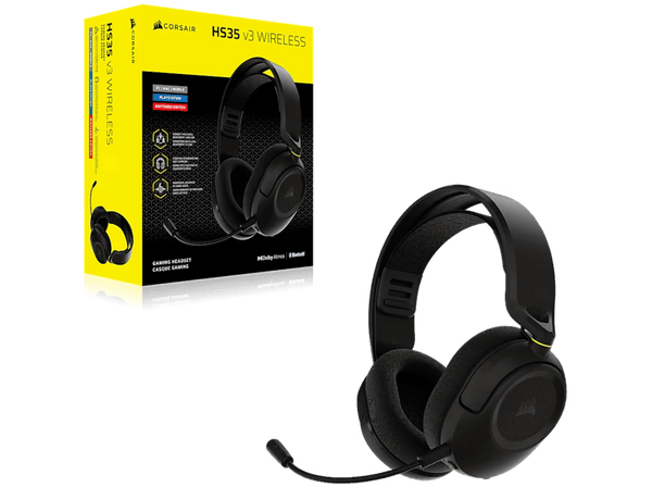 Auriculares gaming - Corsair HS35 V3, Inalámbricos, 30h autonomía, Transductores de neodimio de 50 mm, Multiplataformas, Negro
