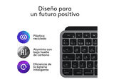 Teclado inalámbrico - Logitech MX Keys S para Mac, Bluetooth, Retroiluminación, Teclas personalizables, Multidispositivo, Accesos directos, Gris