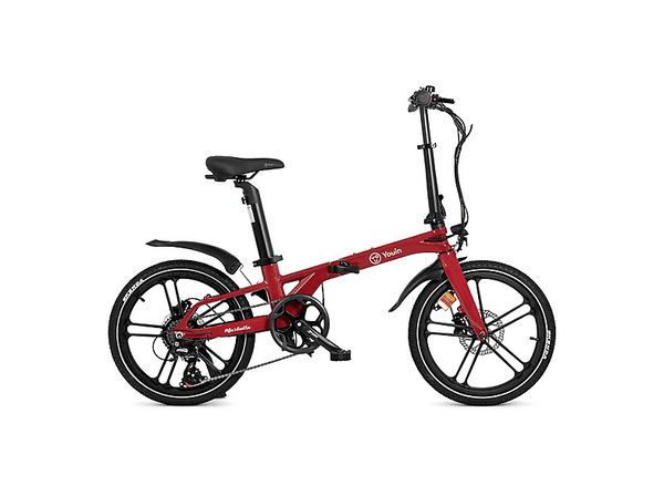 Bicicleta urbana - Youin Marbella, 250 W, 25 km/h, 40 km, 7 Velocidades, Pantalla LCD Multifunción, Rojo