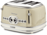 Tostadora - Ariete Vintage 156, 4 ranuras, 1600 W, 6 niveles de tostado, Descongelación, Pastel