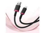Cable USB - Baseus Dura, Lightning - USB, 100 cm, 2.4A, Carga rápida, Rojo y Negro